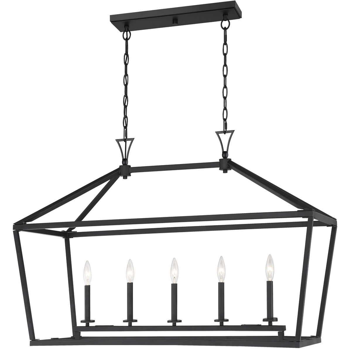 Townsend 5 Light 44 inch Matte Black Linear Chandelier Ceiling Light, Essentials