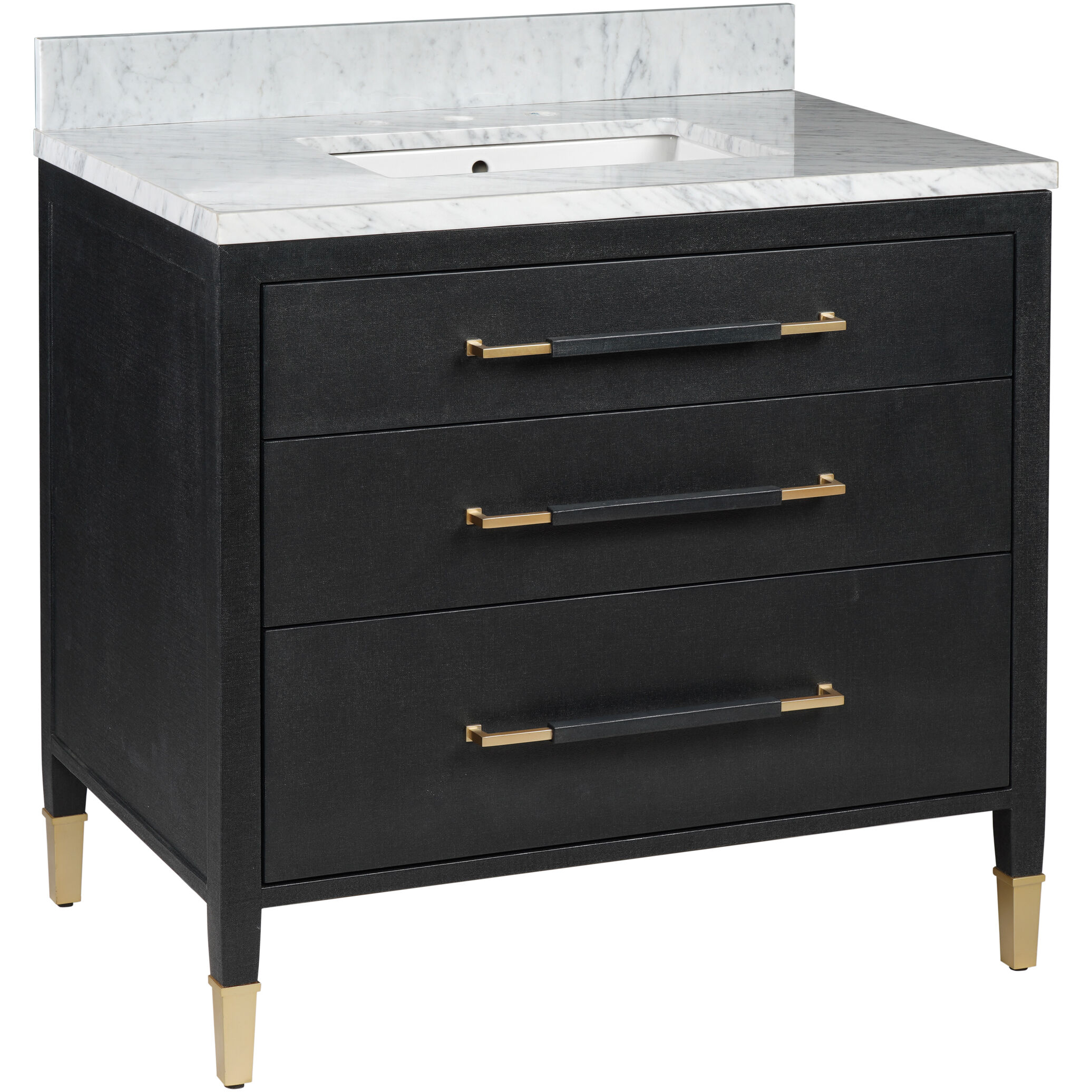 Verona 36 X 34 inch Black Lacquered Linen/Natural/White/Champagne Vanity with Undermount Sink