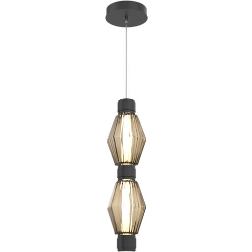 Aalto Mandrel LED Matte Black Pendant Ceiling Light in 3000K LED, Optic Rib Bronze