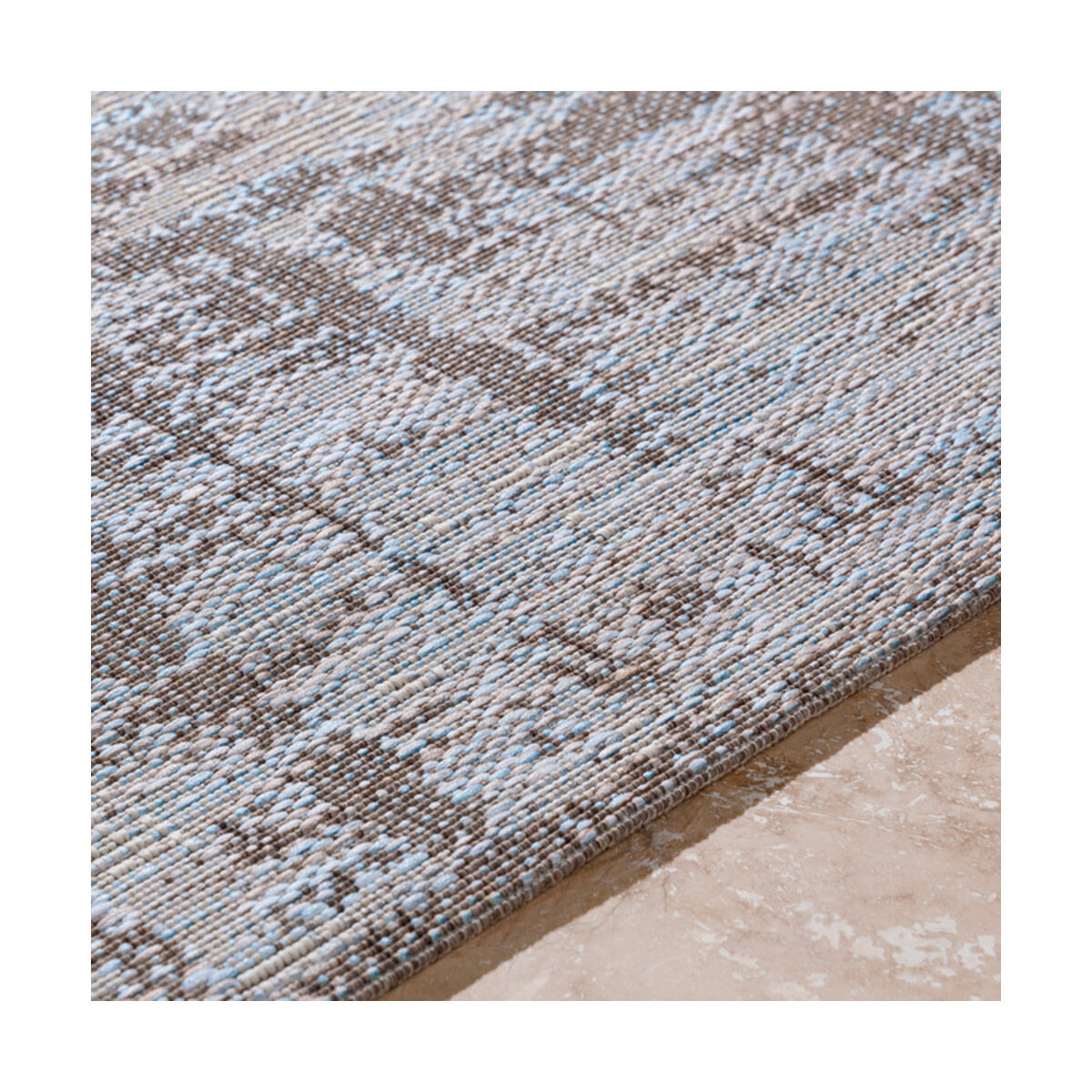 Santa Cruz 43 X 24 inch Camel/Beige/Sky Blue Outdoor Rug, Polypropylene