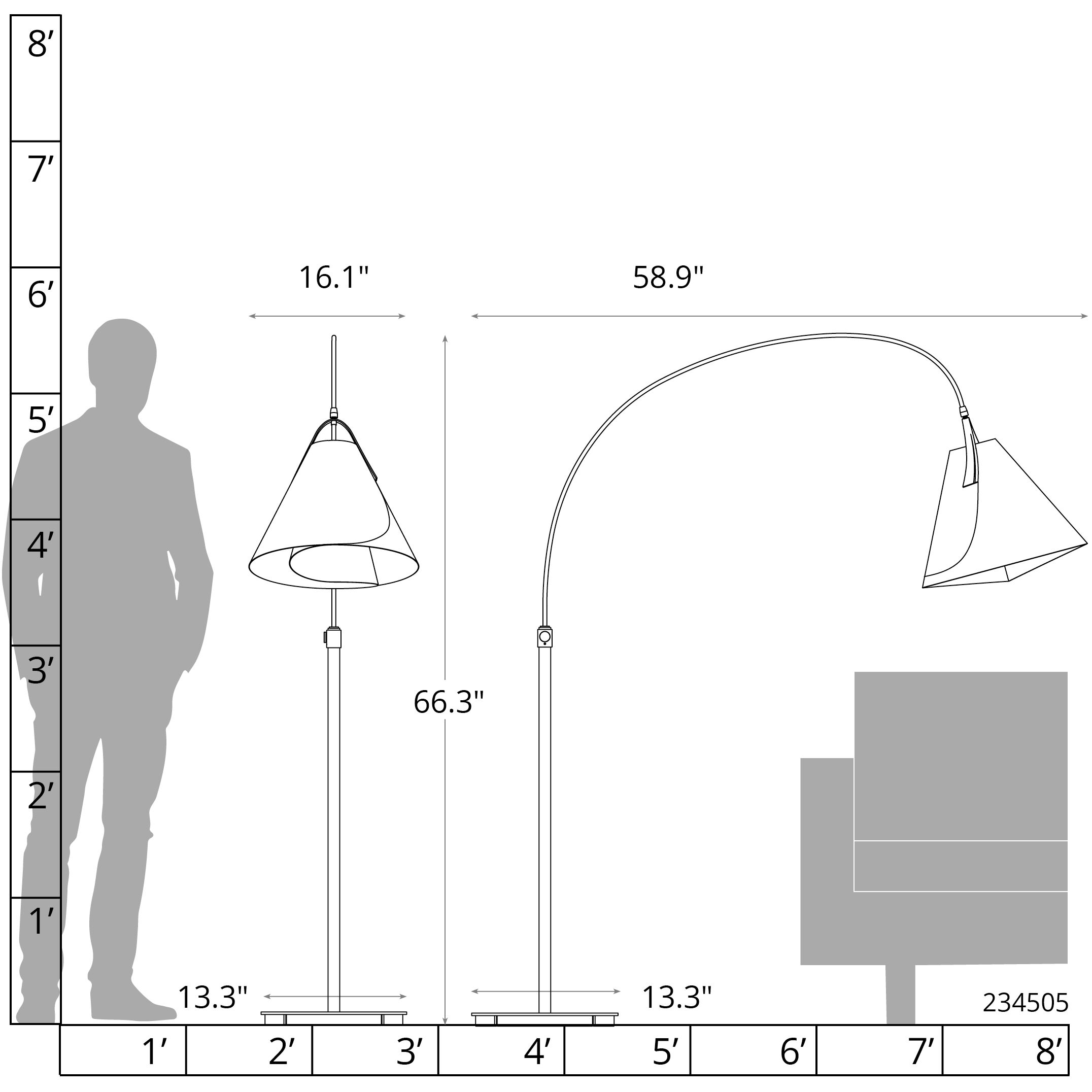 Mobius 66.3 inch 100 watt Modern Brass Arc Floor Lamp Portable Light in Spun Amber