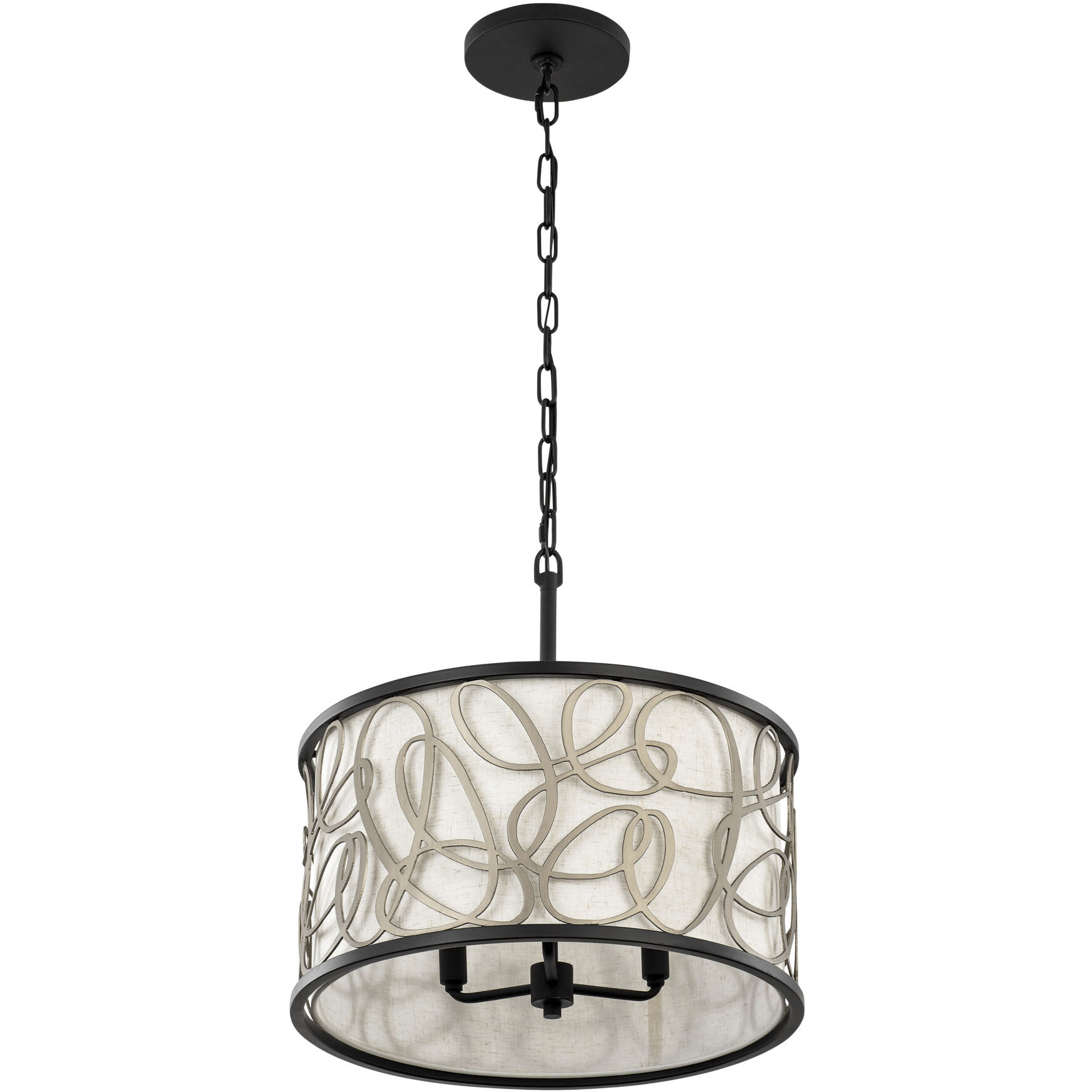 Scribble 3 Light 18 inch Matte Black with Artifact Pendant Ceiling Light, Semi-Flush Convertible, Smithsonian Collaboration