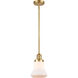Franklin Restoration Bellmont 1 Light 7 inch Satin Gold Mini Pendant Ceiling Light in Matte White Glass, Franklin Restoration