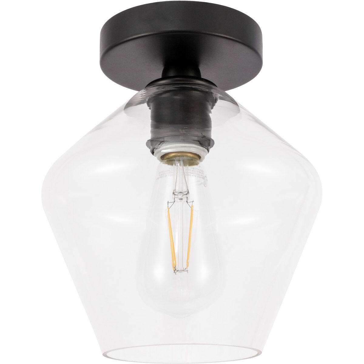 Gene 1 Light 8 inch Black Flush Mount Ceiling Light