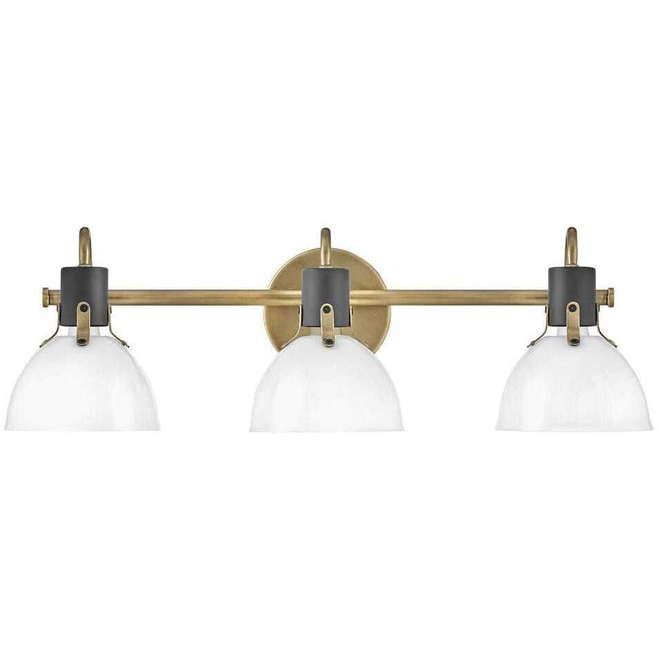 Hinkley 51113HB Argo 3 Light 24.5 inch Heritage Brass with Black Vanity Light Wall Light