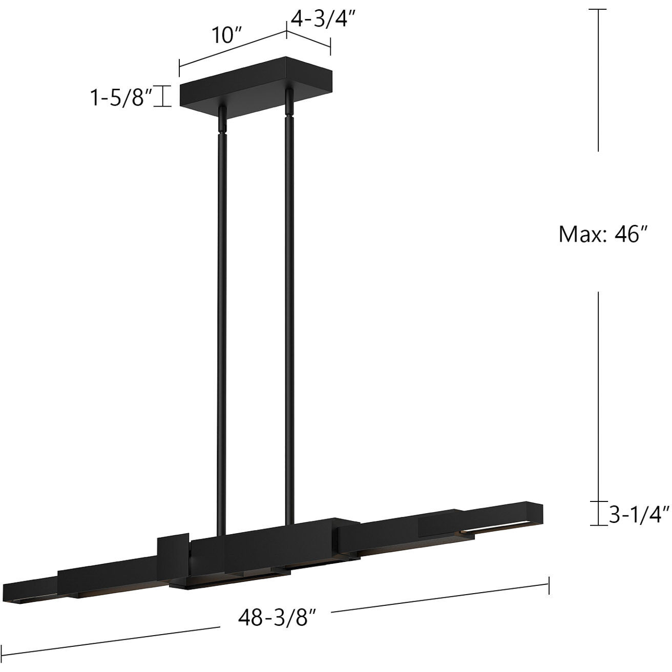 Enzo LED 48.38 inch Black Linear Pendant Ceiling Light