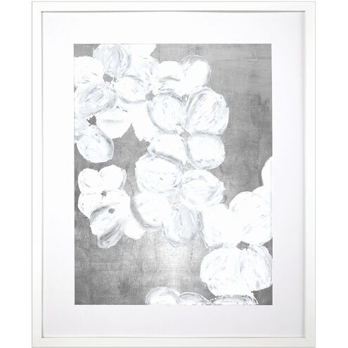 Spring Cascade / Spring Tumble White and Gray and Metallic Framed Art