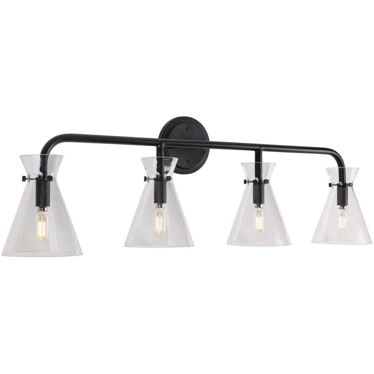 Beaker 4 Light 36 inch Black Vanity Light Wall Light