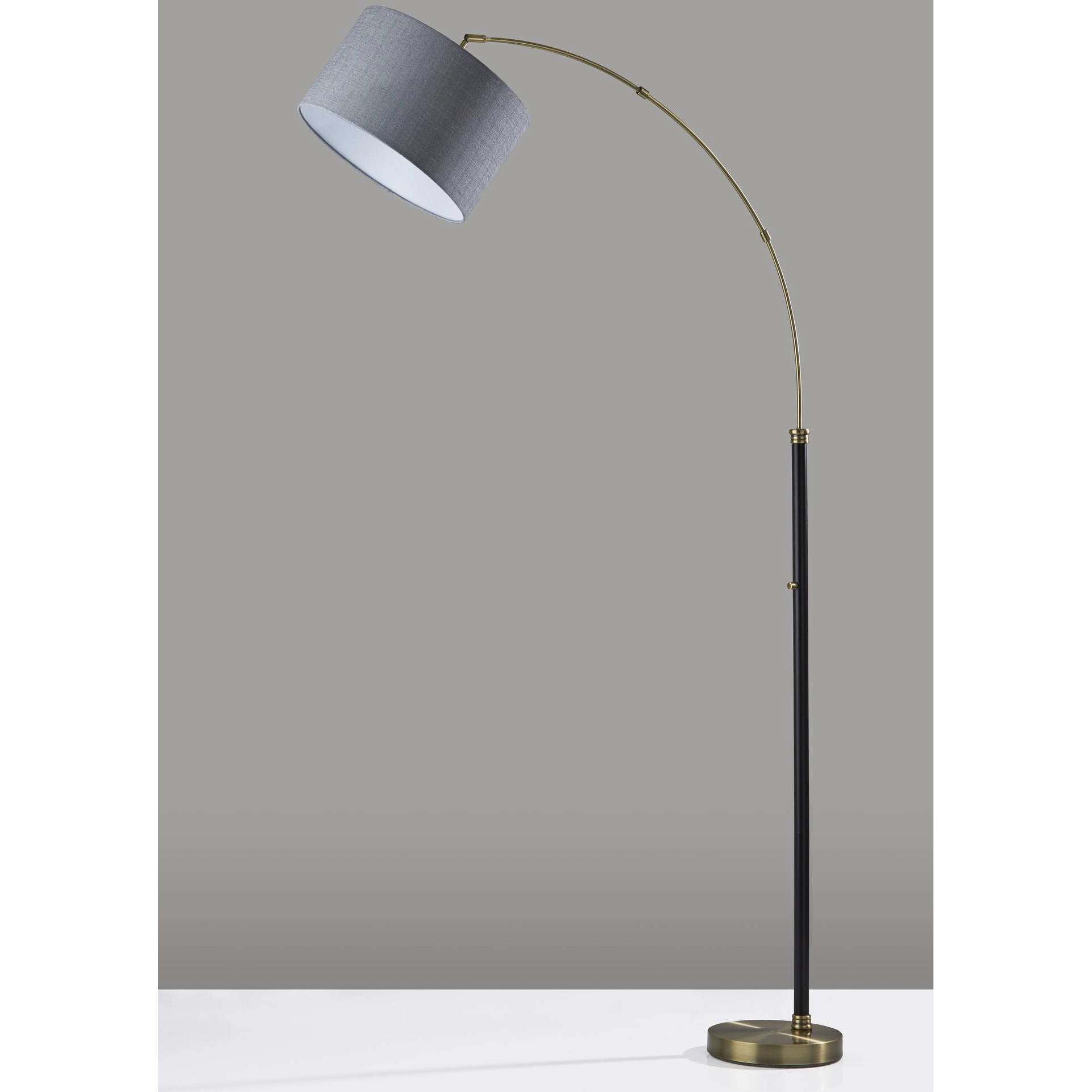 Bergen 74 inch 100.00 watt Black and Antique Brass Arc Floor Lamp Portable Light 