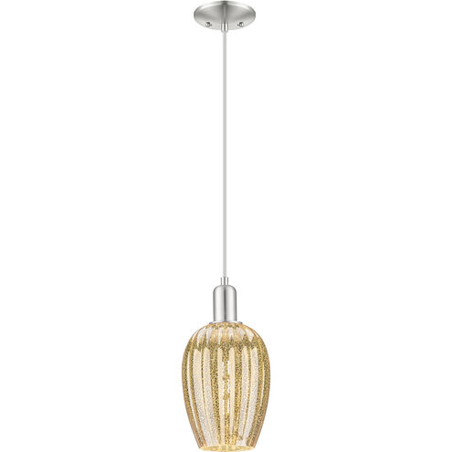 Downtown Urban Preston 1 Light 6.25 inch Brushed Satin Nickel Mini Pendant Ceiling Light in Mercury