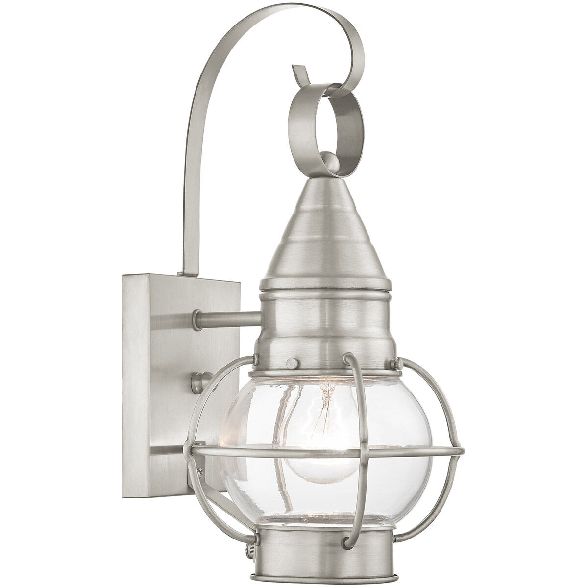 Newburyport 1 Light 14 inch Brushed Nickel Outdoor Wall Lantern