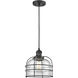 Franklin Restoration Bell Cage 1 Light 9 inch Matte Black Mini Pendant Ceiling Light in Incandescent, Clear, Franklin Restoration