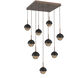 Cabochon LED Burnished Bronze with Black Marble Pendant Chandelier Ceiling Light in 2700K LED