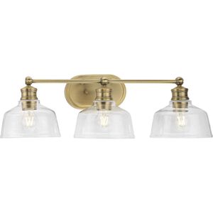 Singleton 3 Light 26.5 inch Vintage Brass Bath Vanity Wall Light