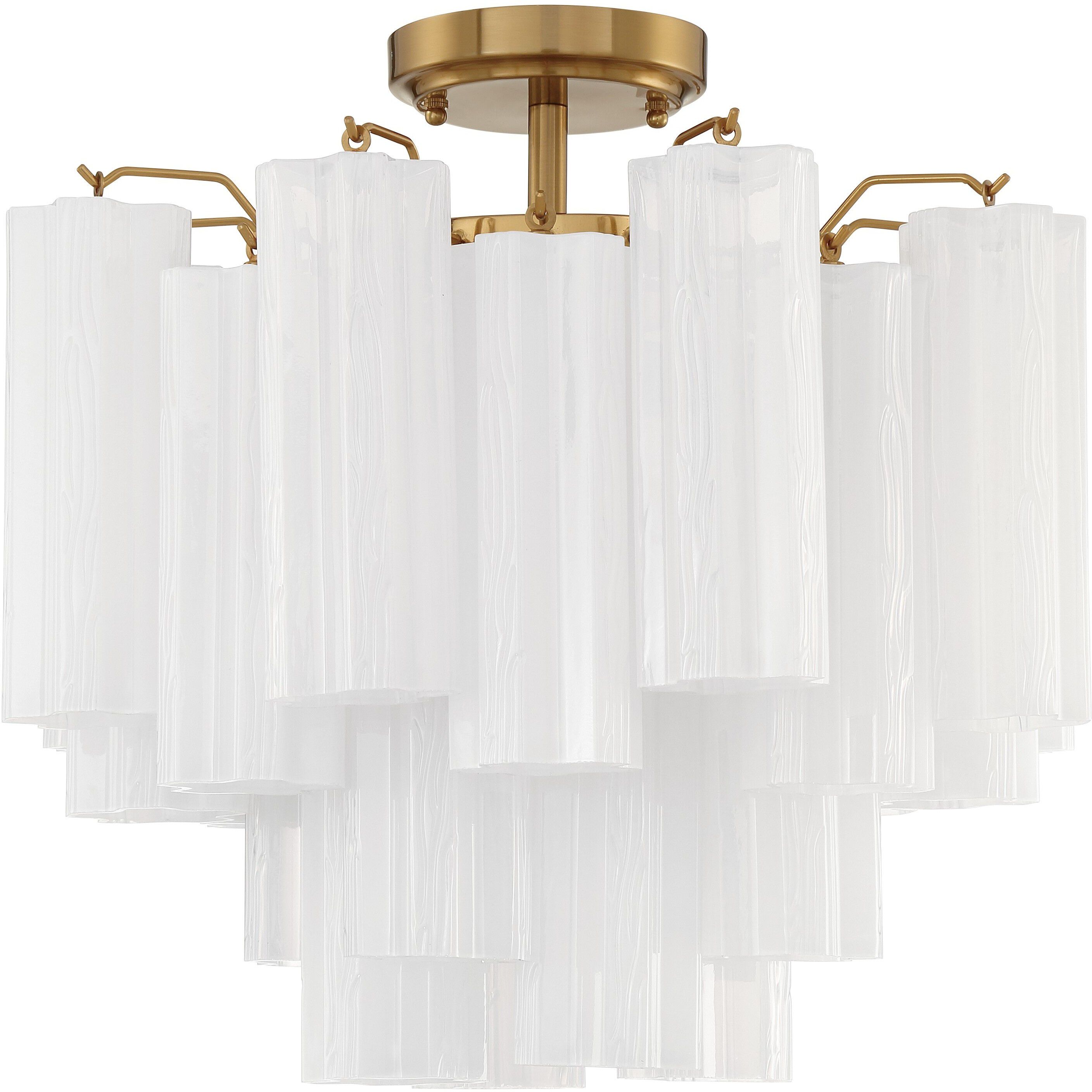 Addis 4 Light 17.75 inch Aged Brass Semi Flush Ceiling Light in White