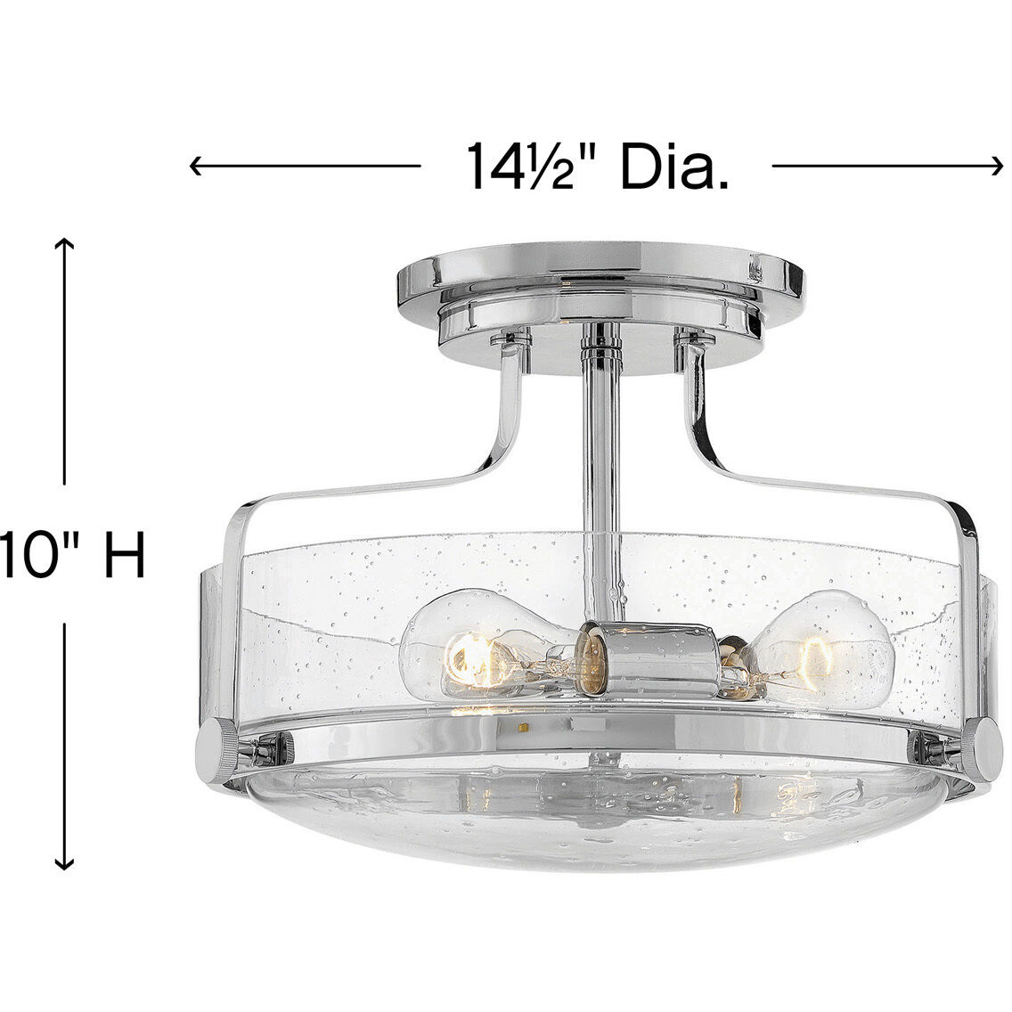 Harper 3 Light 14.5 inch Chrome Indoor Semi-Flush Mount Ceiling Light in Clear Seedy