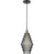Cascade 1 Light 8 inch Black Antique Brass Mini Pendant Ceiling Light in Smoked Glass