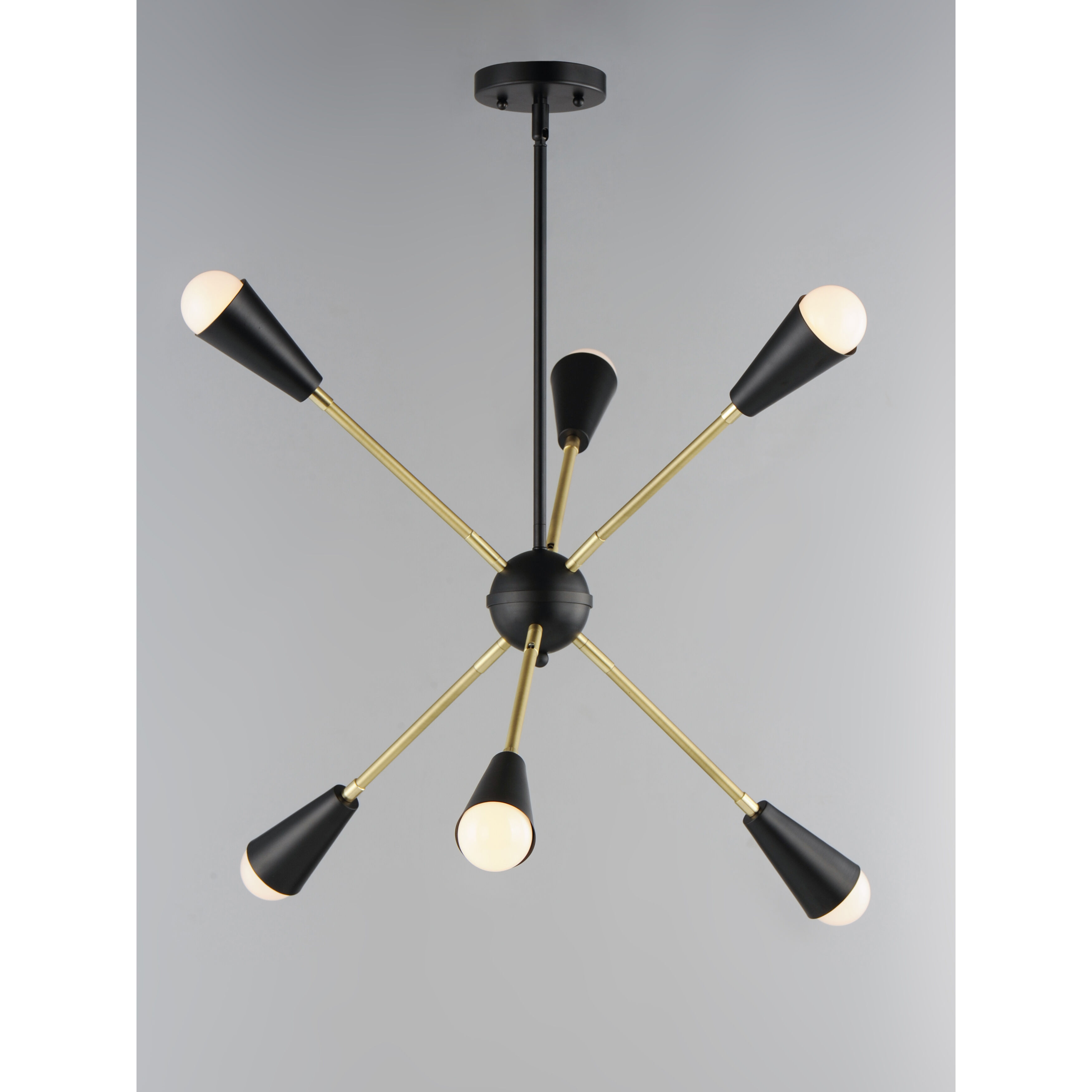 Lovell 6 Light 26 inch Black/Satin Brass Multi-Light Pendant Ceiling Light in Bulb Not Included