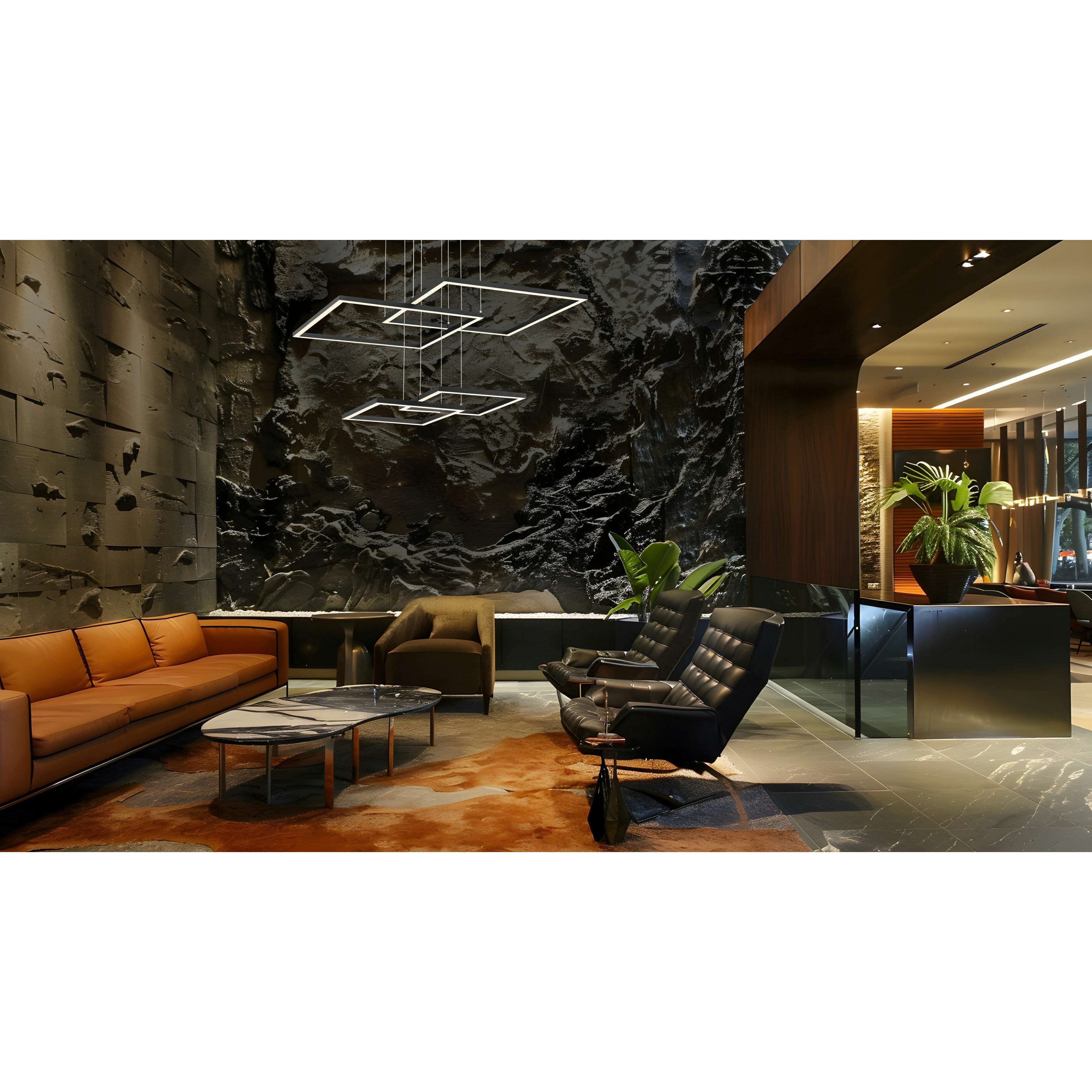 Squared LED 31 inch Black Pendant Ceiling Light