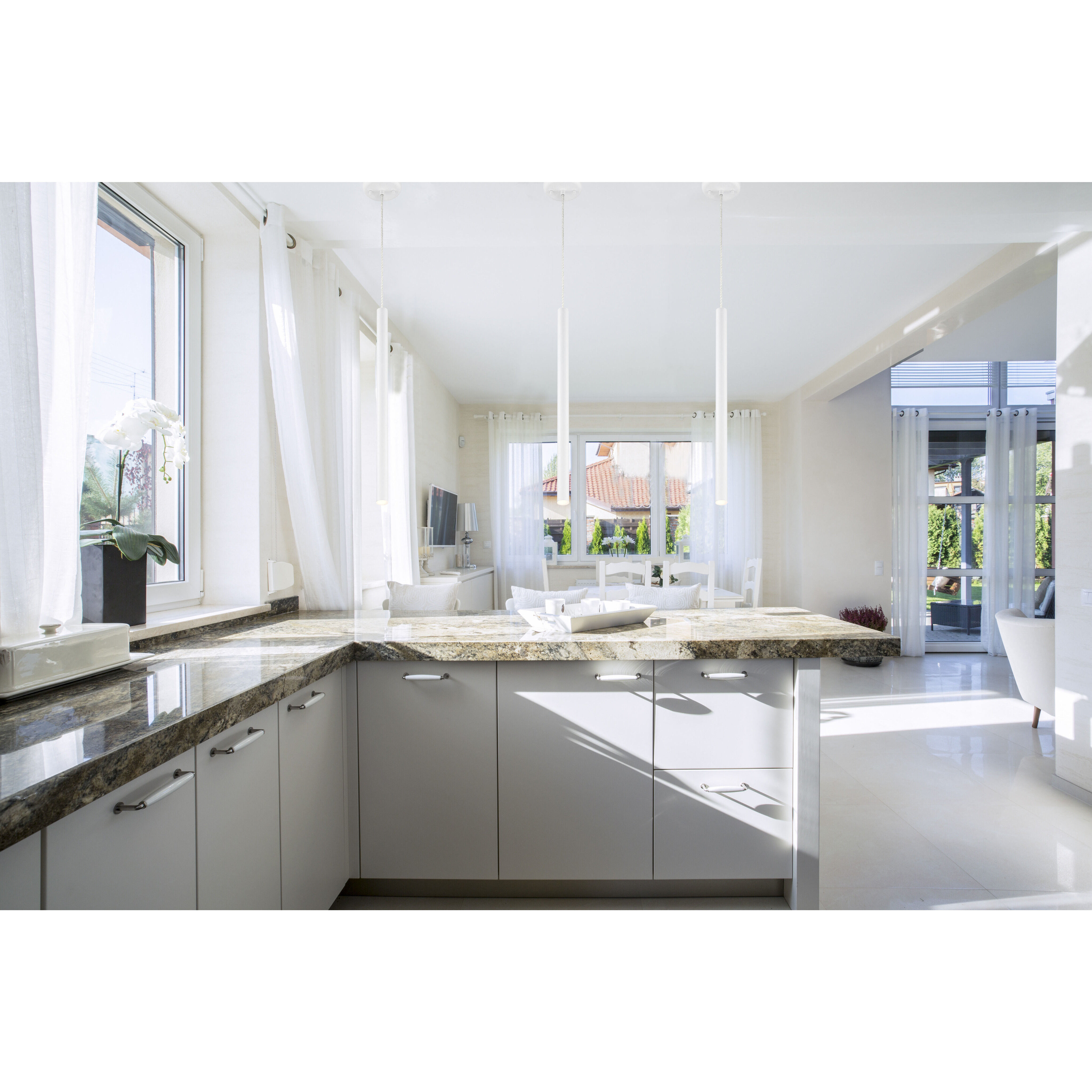 Forest LED 4.75 inch Matte White Pendant Ceiling Light in 1, 3, Matt white Steel