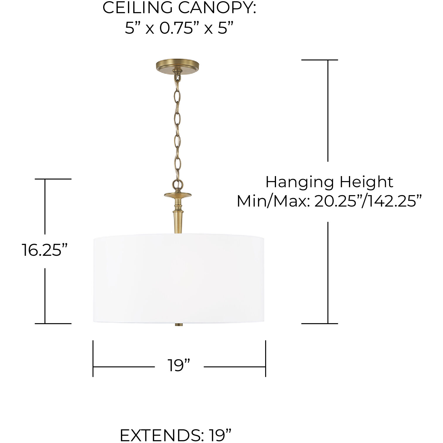 Abbie 3 Light 19 inch Aged Brass Pendant Ceiling Light