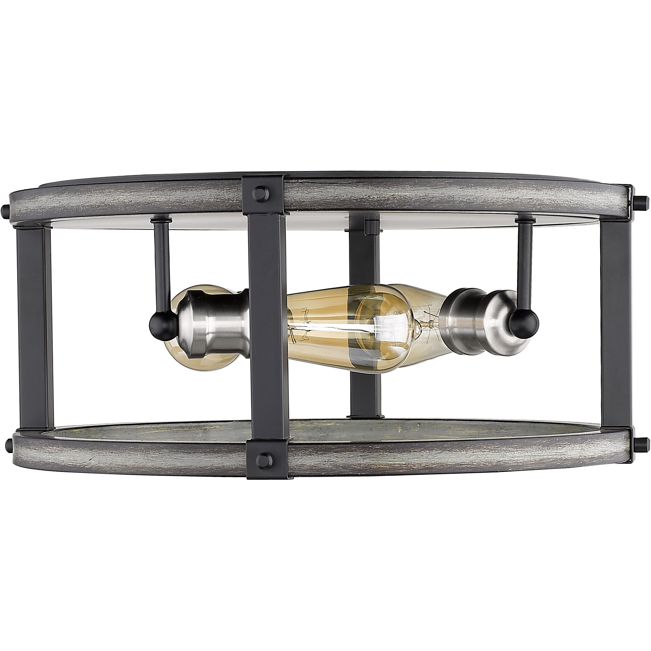Kirkland 3 Light 16.25 inch Ashen Barnboard Flush Mount Ceiling Light
