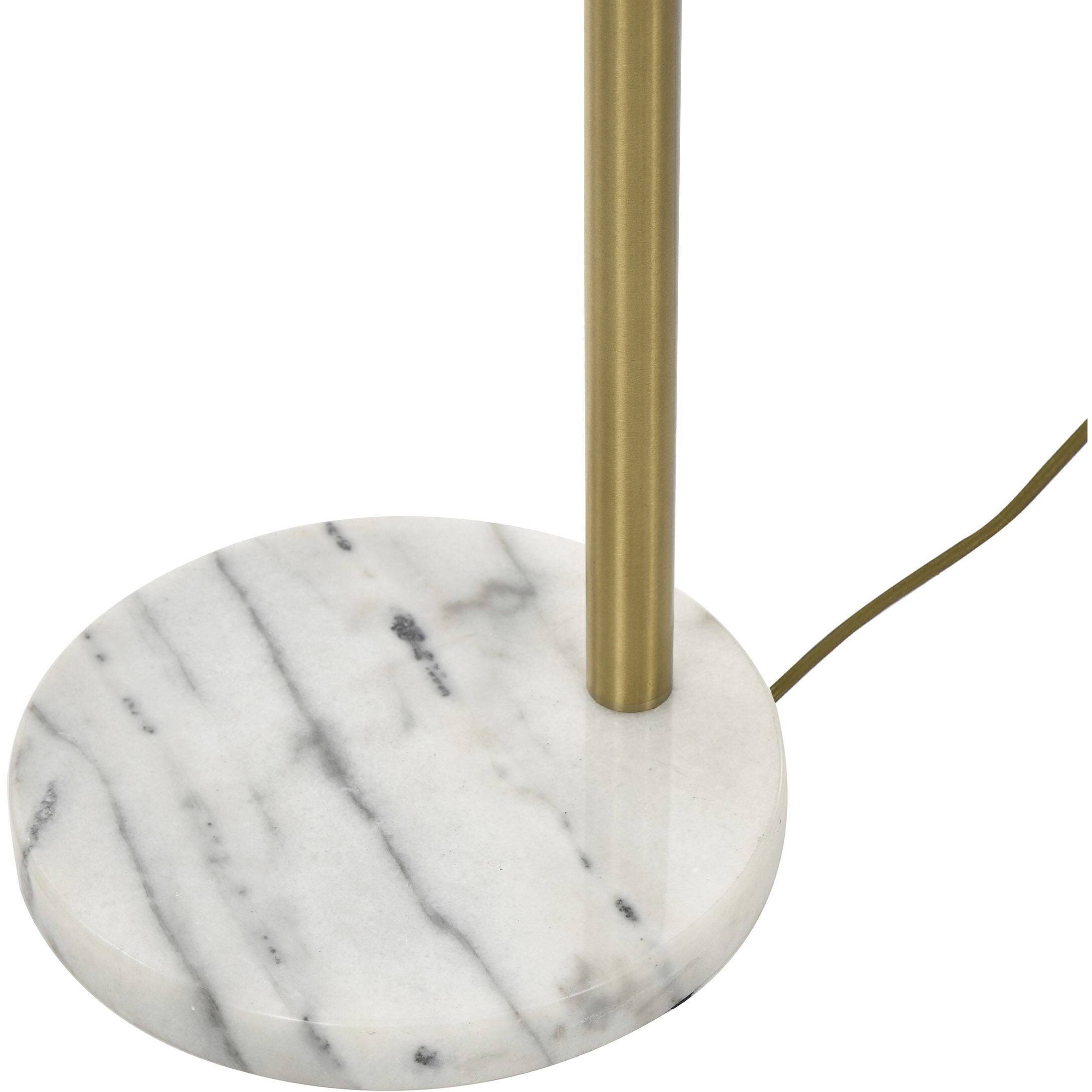 Vivienne 64 inch 100 watt White Marble and Polished Brass Floor Lamp Portable Light in Off-Brown Shade