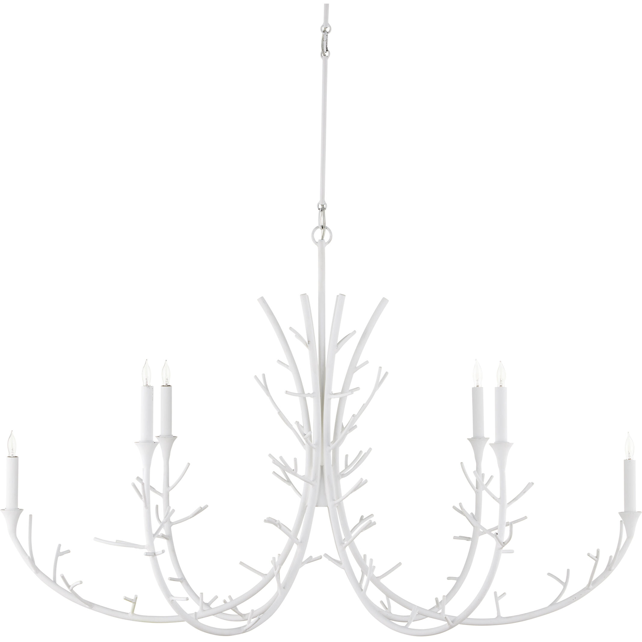 Twiggy 6 Light 48 inch Gesso White Chandelier Ceiling Light