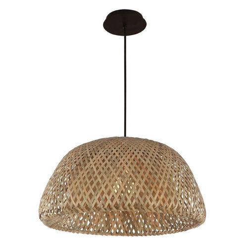 Tulum 1 Light 17 inch Black & Wicker Pendant Ceiling Light