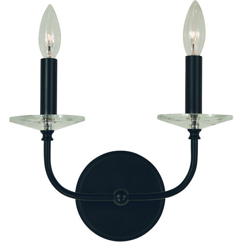 Ashley 2 Light 12 inch Matte Black Wall Sconce Wall Light