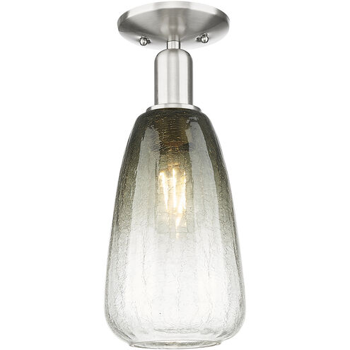 Downtown Urban Brookhaven Almond 1 Light 6 inch Brushed Satin Nickel Semi-Flush Mount Ceiling Light in Slate Glass