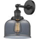 Franklin Restoration Large Bell 1 Light 8 inch Oil Rubbed Bronze Semi-Flush Mount Ceiling Light in Plated Smoke Glass, Franklin Restoration