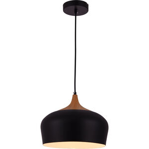 Nora 1 Light 12 inch Black and Natural Wood Pendant Ceiling Light