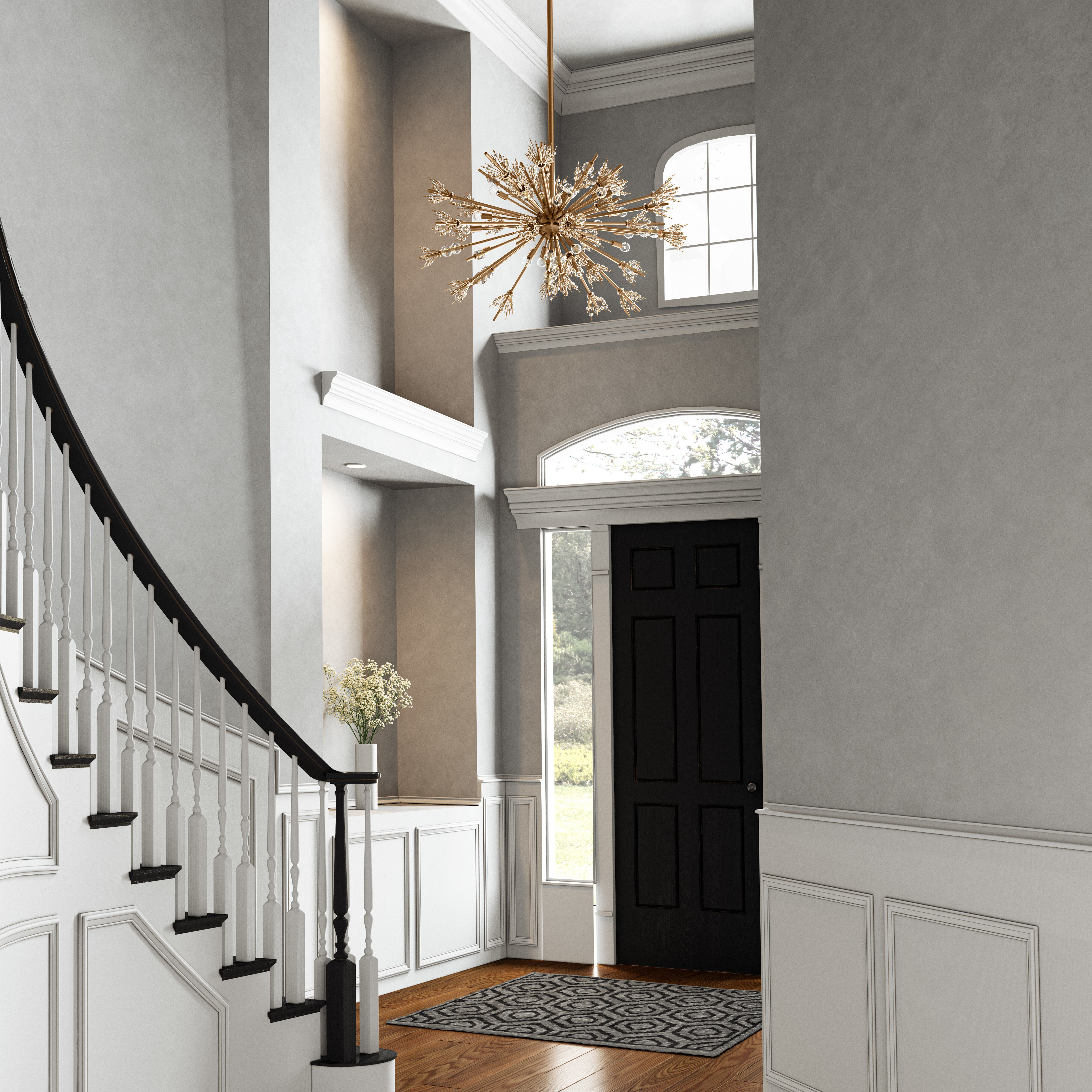 Starburst 29 Light 48 inch Satin Brass Chandelier Ceiling Light