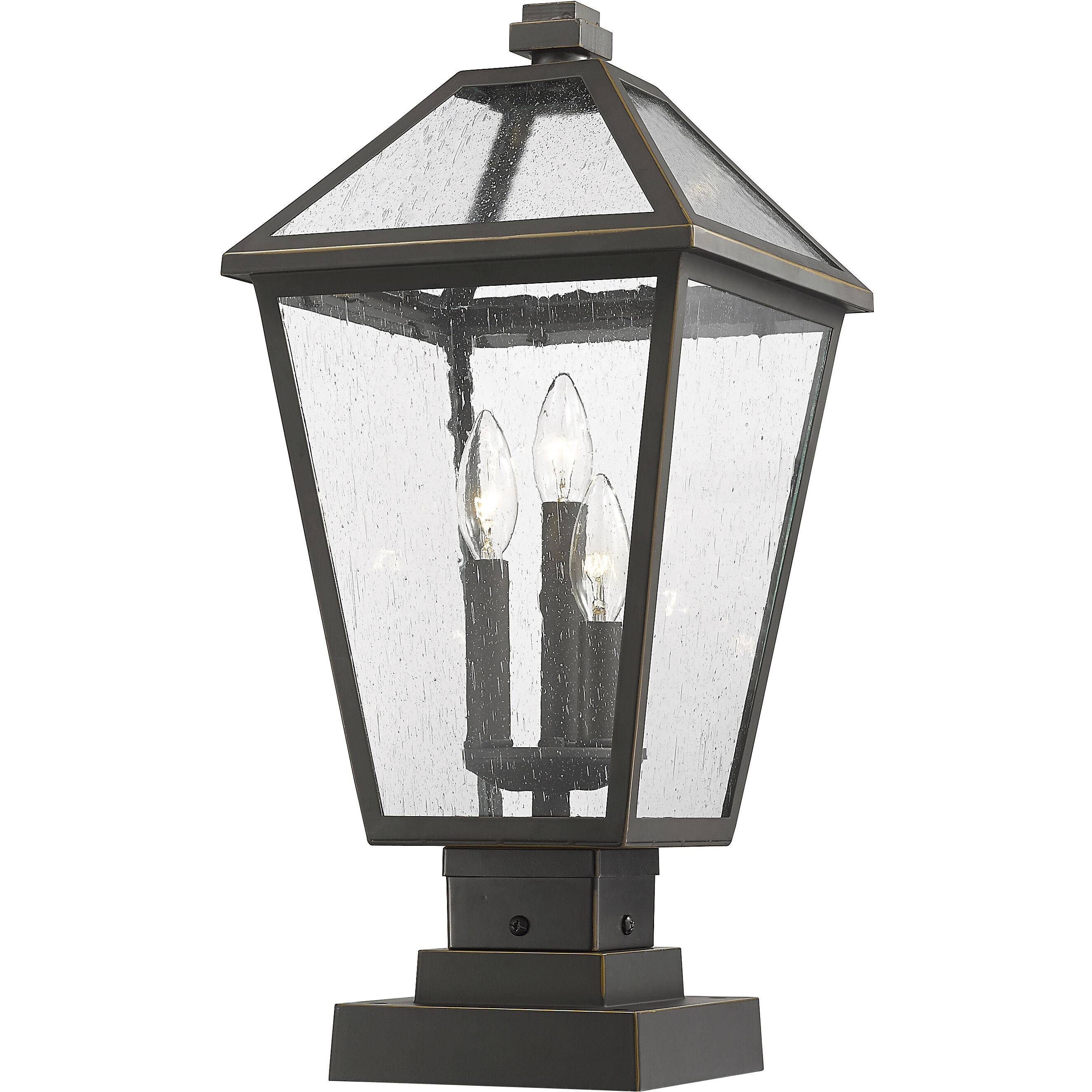 Talbot 3 Light 21 inch Oil Rubbed Bronze Outdoor Pier Mounted Fixture in Seedy Glass