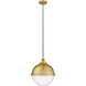 Edison Hampden LED 12.88 inch Brushed Brass Pendant Ceiling Light in Seedy Glass