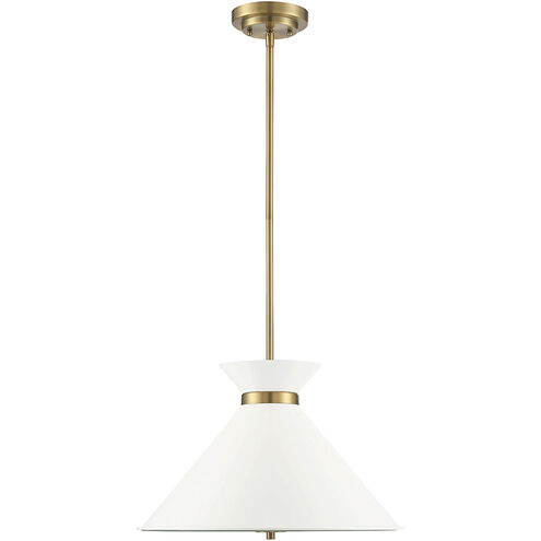 Lamar 3 Light 18 inch White with Brass Accents Pendant Ceiling Light in White/Warm Brass