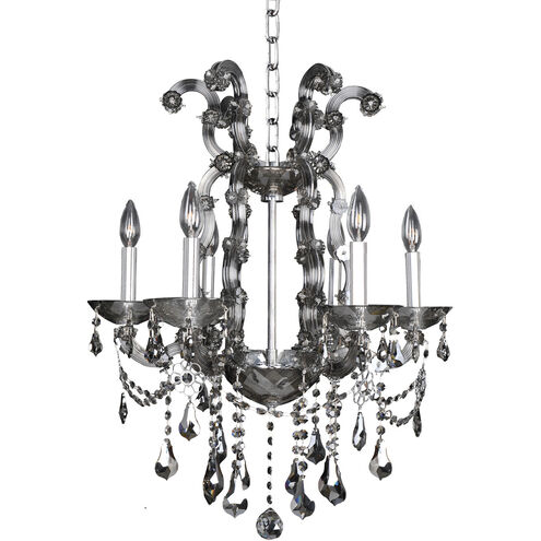 Brahms 6 Light 22 inch Chrome Chandelier Ceiling Light in Firenze Smoked Fleet Argentine