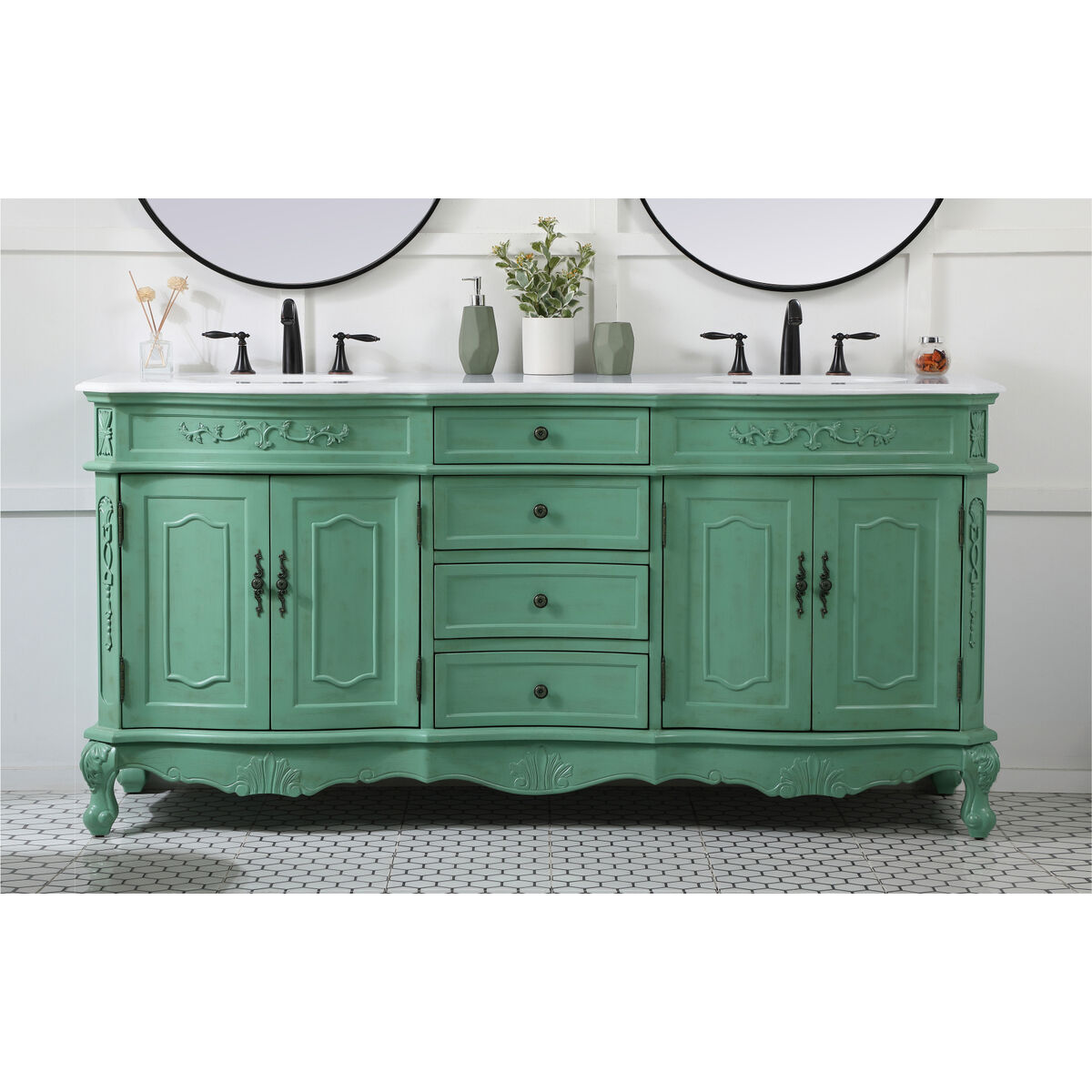 Danville 72 X 21 X 36 inch Vintage Mint Vanity Sink Set