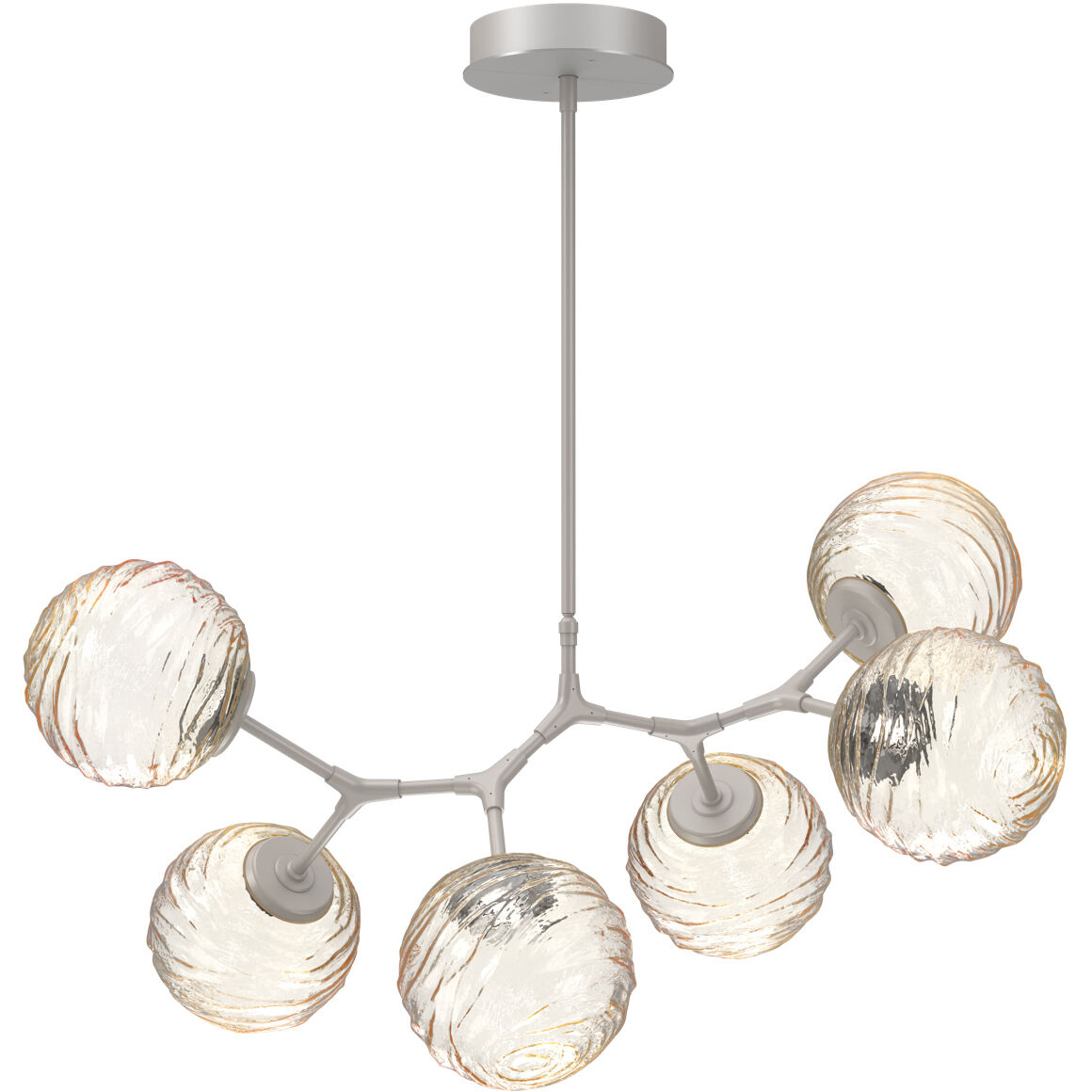 Gaia LED 36 inch Beige Silver Linear Multi-Pendant Ceiling Light in Amber, 2700K LED, Modern Branch