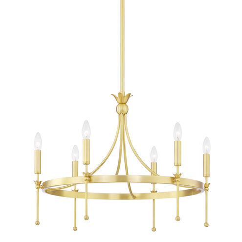 Gates 6 Light 26.75 inch Aged Brass Chandelier Ceiling Light