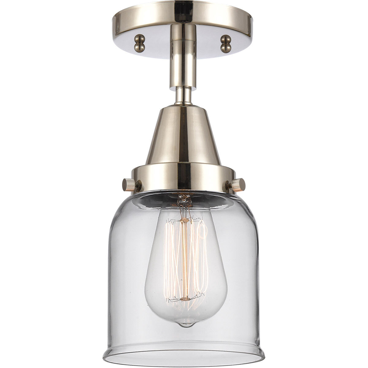 Franklin Restoration Small Bell LED 5 inch Polished Nickel Flush Mount Ceiling Light in Clear Glass