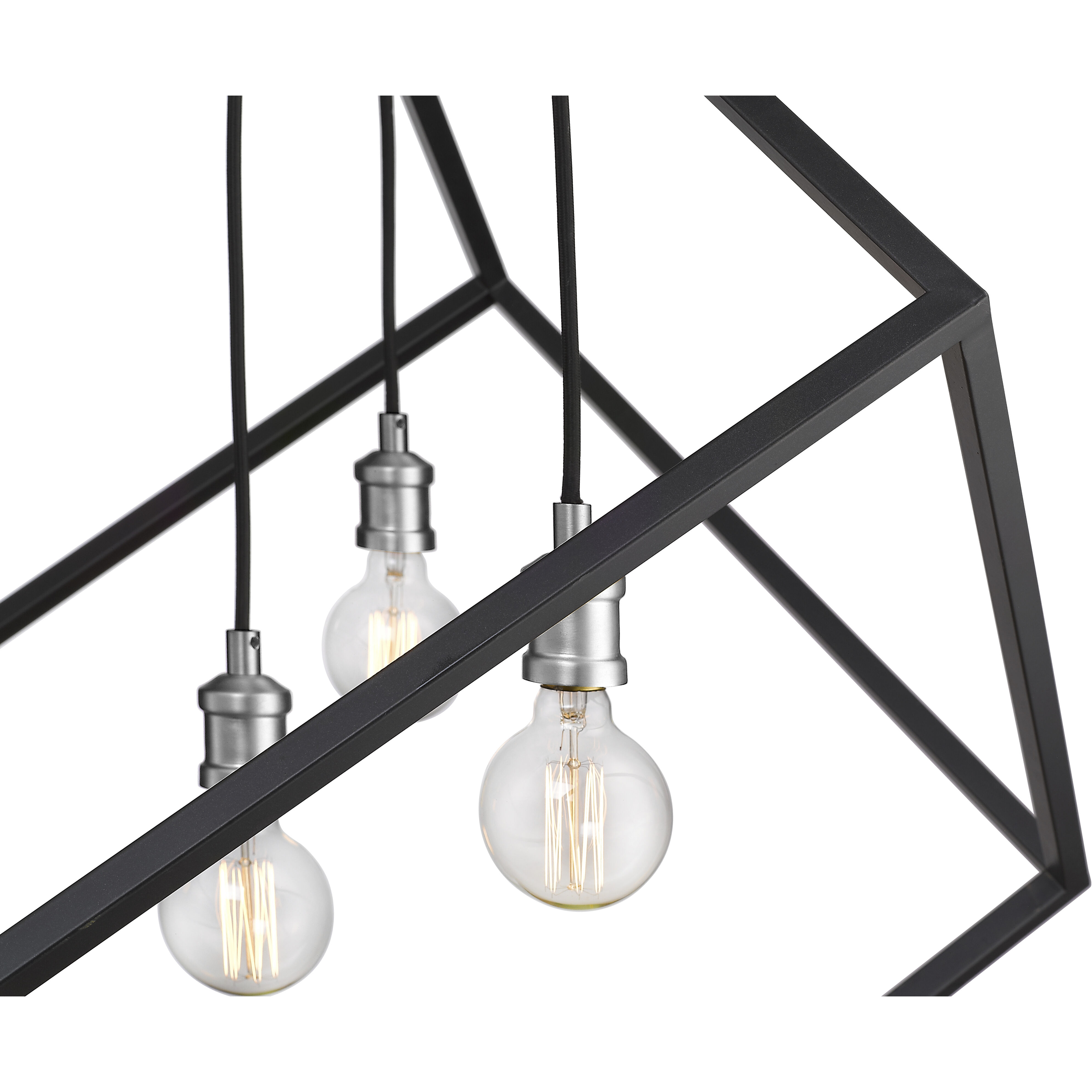 Vertical 4 Light 24 inch Matte Black and Brushed Nickel Chandelier Ceiling Light