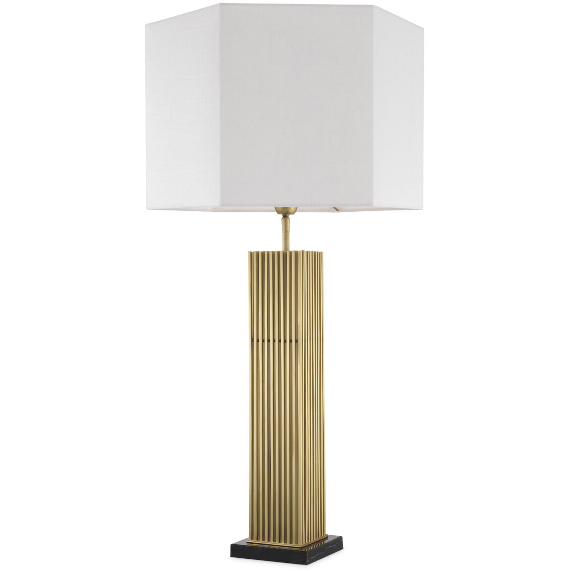 Viggo 34.25 inch 40 watt Antique Brass with Black Marble Base Table Lamp Portable Light
