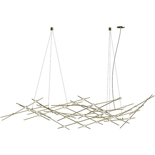 Constellation LED 92.75 inch Satin Brass Chandelier Ceiling Light in 3000K, Clear, Standard Suspension