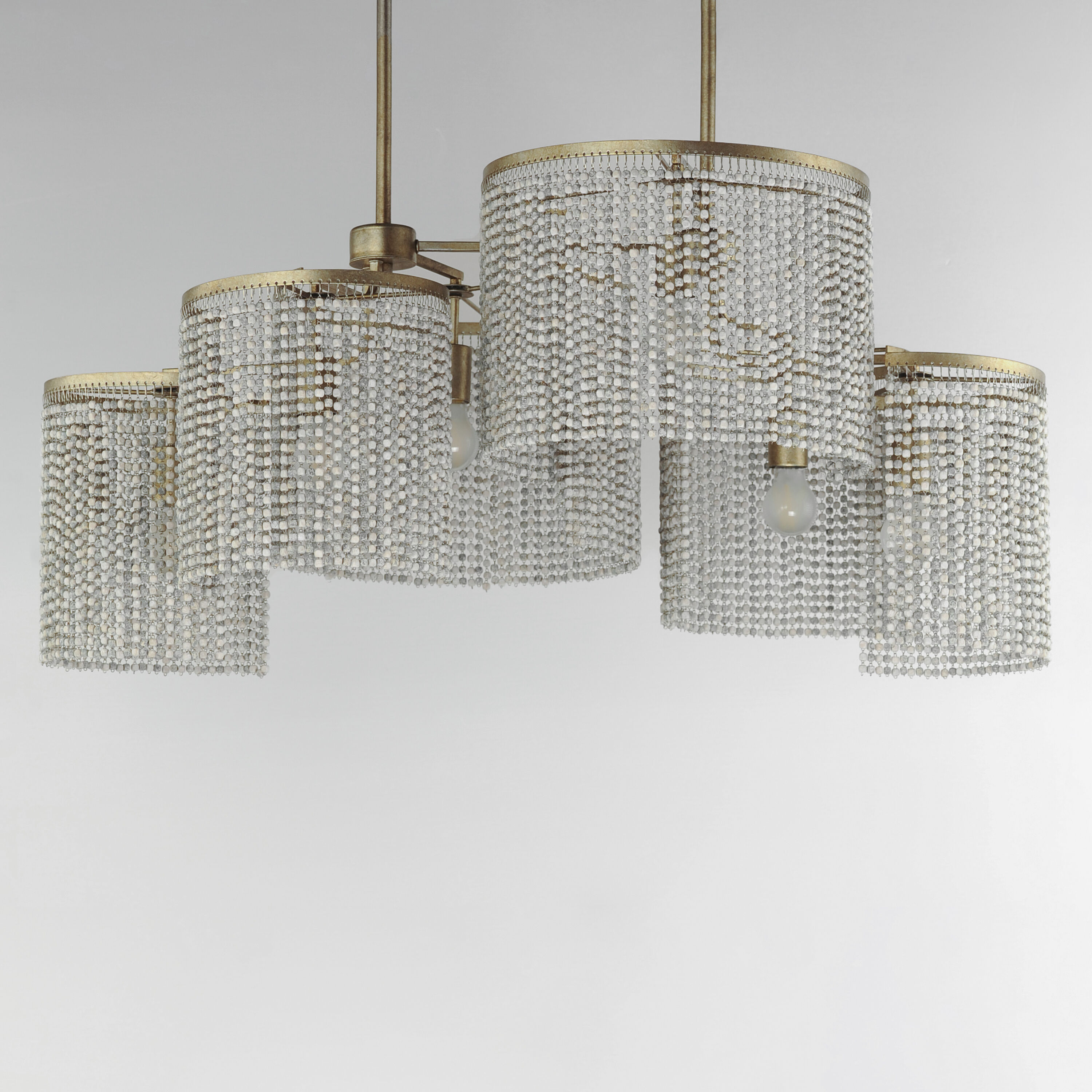 Fontaine 6 Light 42.25 inch Golden Silver Linear Pendant Ceiling Light