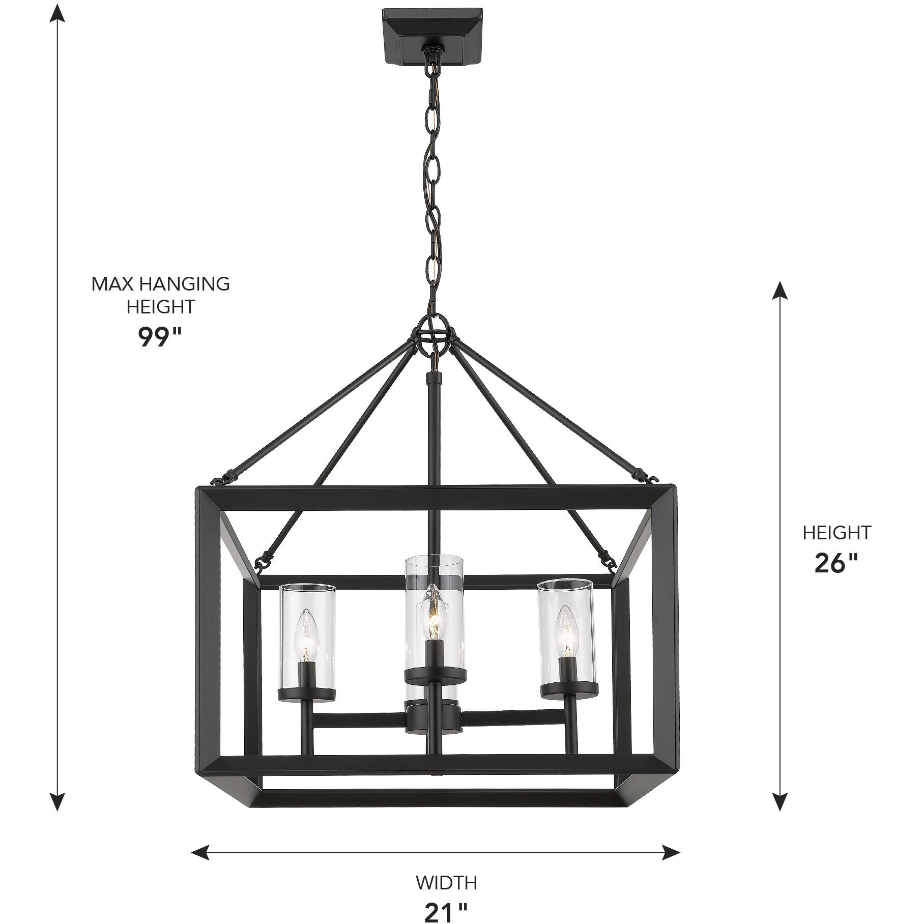 Smyth 21 inch 60.00 watt Matte Black Chandelier Ceiling Light in Clear Glass