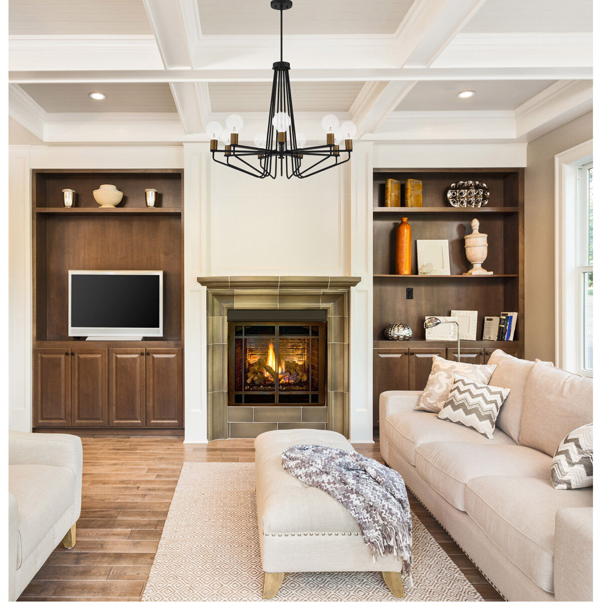 9 light black outlet chandelier