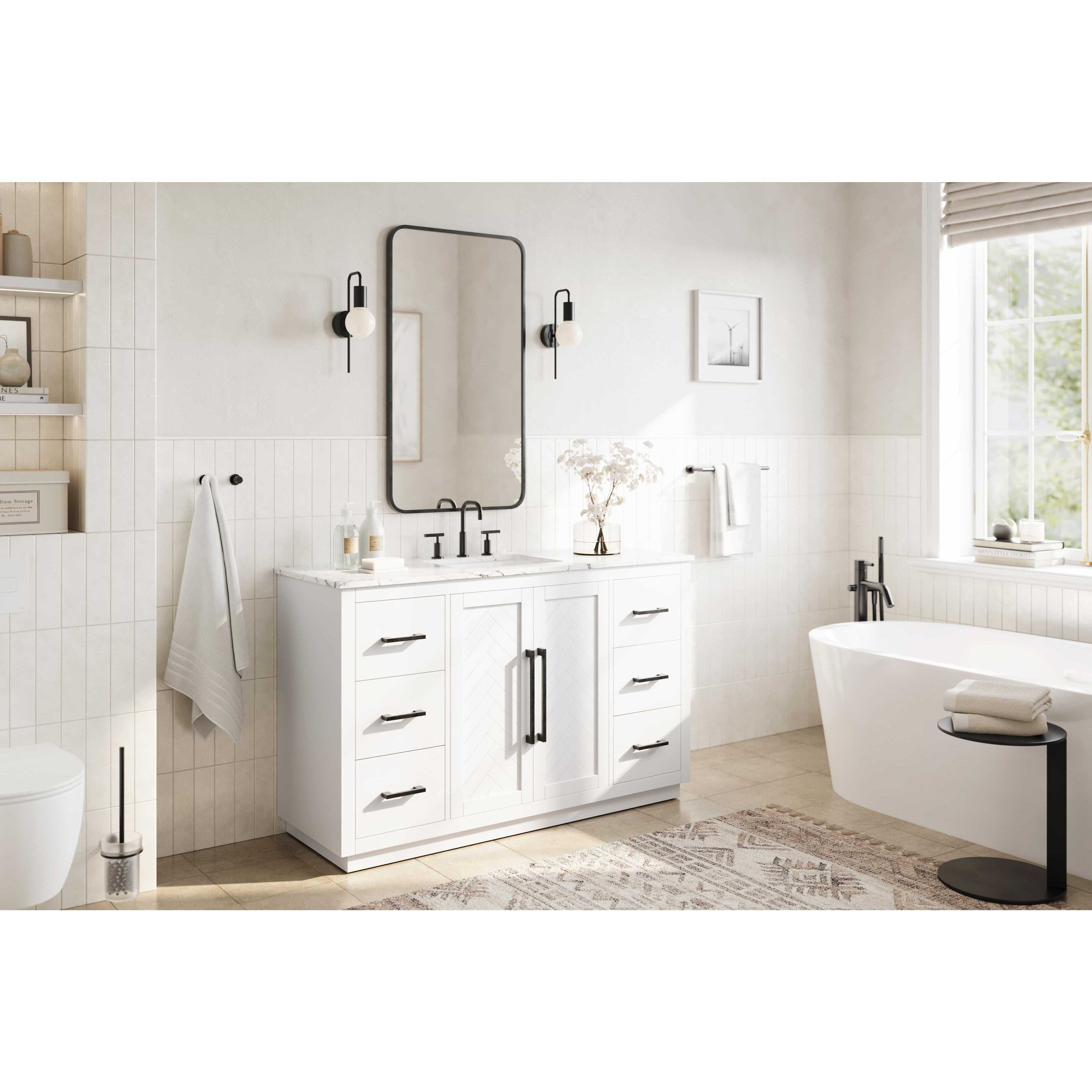 Chase 54 X 34 inch White Bathroom Vanity Cabinet