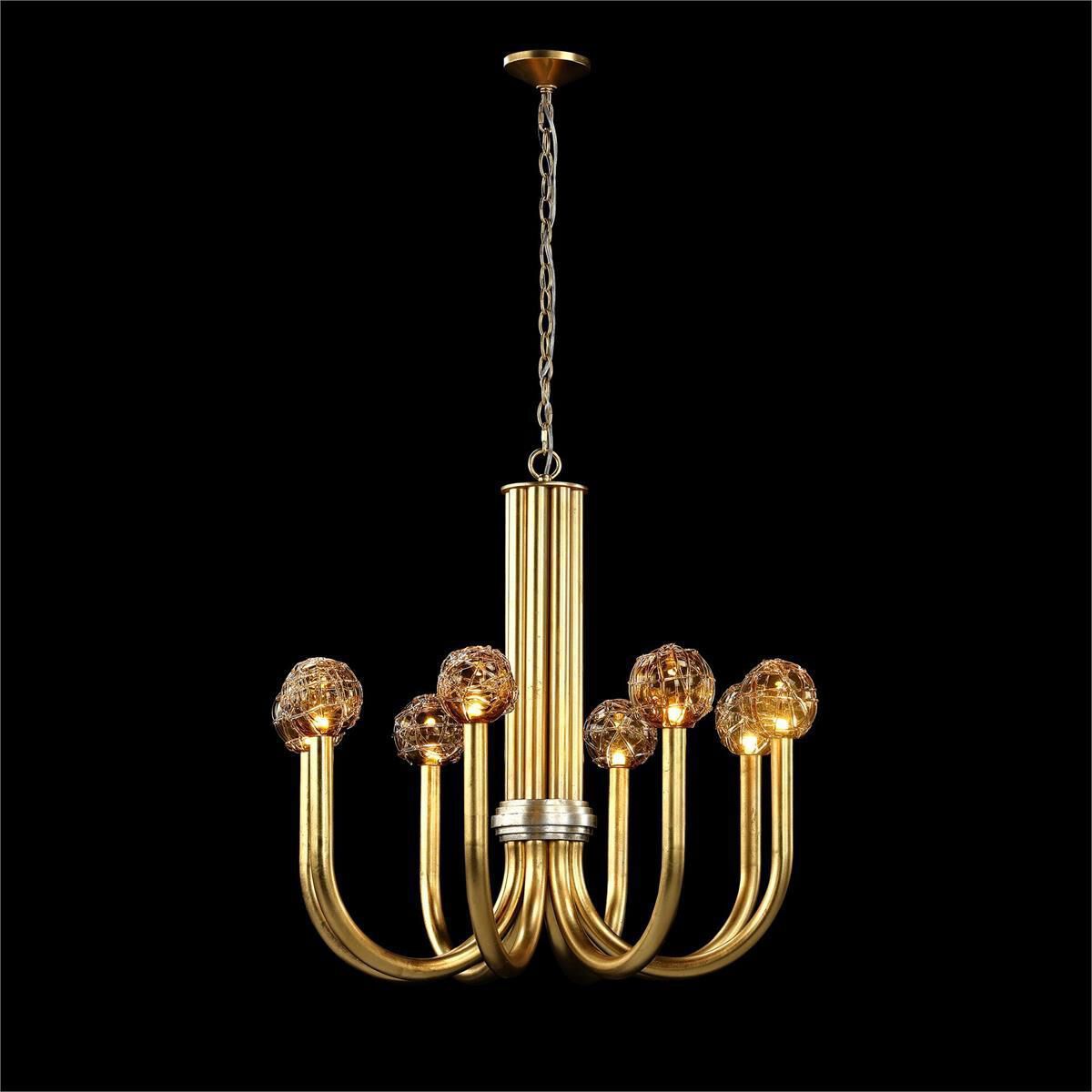 Fiamma 8 Light 32 inch Gold Leaf with Silver Leaf Chandelier Ceiling Light